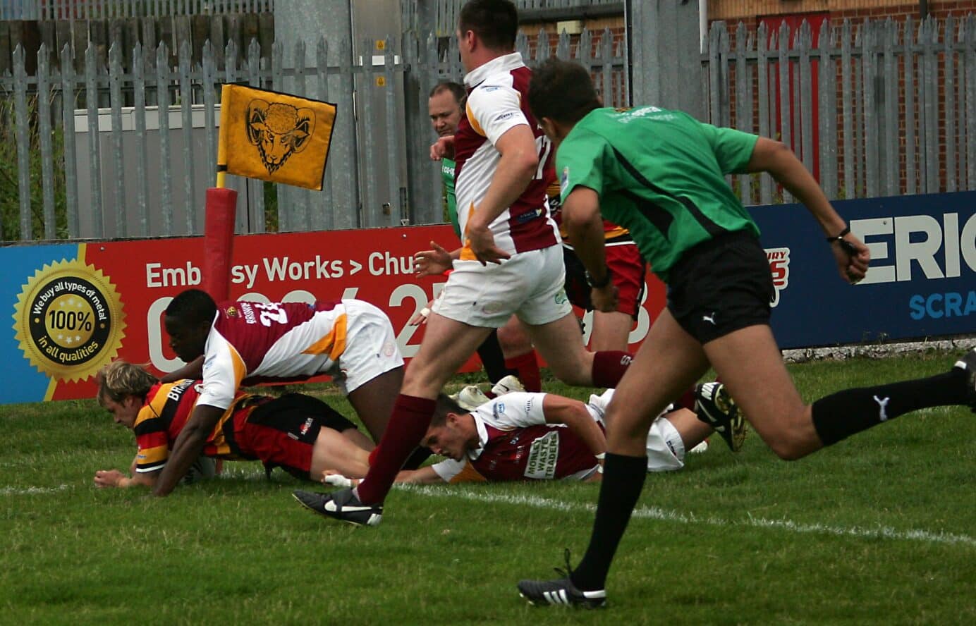 2010 - Batley v Dewsbury - Dom Brambani touches down for the Rams